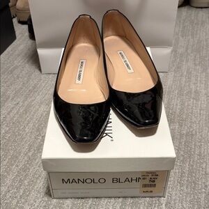 Manolo Blahnik Black Patent Leather Flats